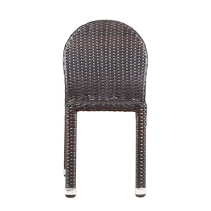 English Elm Christopher Knight Home® - AURORA Armless Wicker Dining Chair Set - Brown Multi PE Rattan on Aluminum, Stackable Weather-Resistant Pair N776P605572M