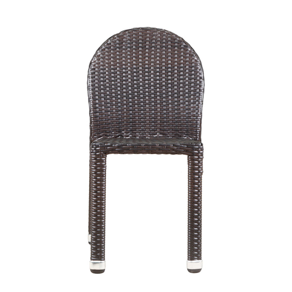 English Elm Christopher Knight Home® - AURORA Armless Wicker Dining Chair Set - Brown Multi PE Rattan on Aluminum, Stackable Weather-Resistant Pair N776P605572M