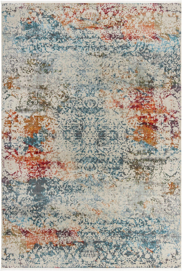 Unique Loom Baracoa Panamericana Machine Made Medallion Rug Cream, Blue/Orange/Red/Gray/Gold 10' 0" x 14' 1"