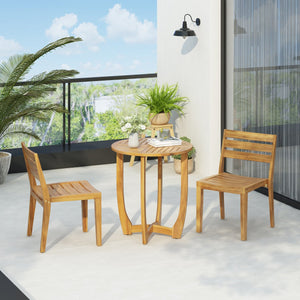 English Elm Christopher Knight Home® - Outdoor 3-Piece Acacia Wood Dining Set With Teak Finish – Perfect For Small Patios & Cozy Spaces! N773P198003T2_57522.00