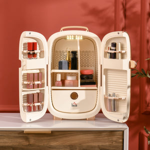 English Elm Homcom Skincare Mini Fridge 12l Led Display Silent Cooling Vanity Refrigerator White W2225P173963