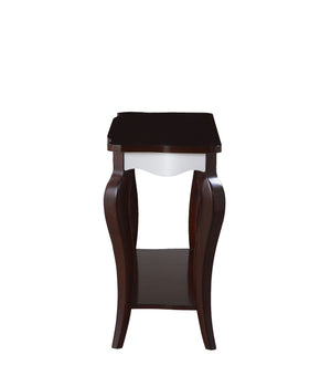 English Elm Mathias White and Wood Finish End Table with Birch Veneer Poplar Frame for Timeless Contrast and Storage Walnut 51 L x 20 W x 8 H B2726P244380
