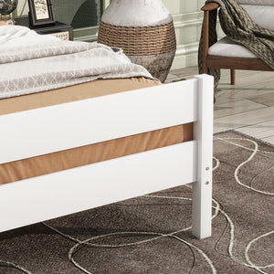 English Elm Twin Minimalist Rubberwood Bed with Headboard & Footboard, Space-Saving Underbed Storage, Durable Slatted Frame White W504P262990