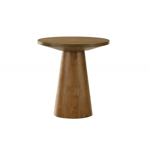 English Elm 20 Sculptural Round Console Table with Beveled Top and Sturdy Pedestal Base for Modern Spaces Walnut 13.5 L x 13.5 W x 22 H B011S01872