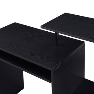 English Elm Black Computer Desk with Keyboard Tray, Open Shelving and Compact Storage for Efficient Home Office Use B062P184532