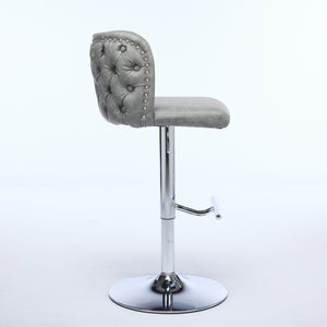 English Elm A&A Modern Swivel Barstools Set Of 2, Adjustable Height With Chrome Base, Ergonomic Gray Pu Leather W1143P193493