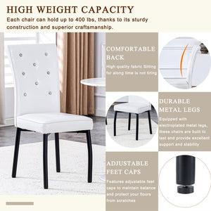 English Elm A Set of 2 Crystal Button Faux Leather Dining Chairs with Embossed Croc Texture White+Black W3226P344024