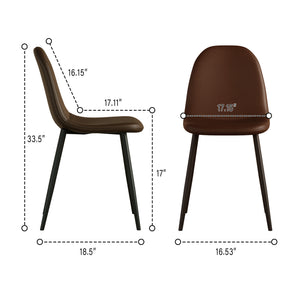 English Elm Dining Chairs Set of 4 Brown PU Saddle Leather, Mid-Century Spoon Shape, Ergonomic Cushioned Seats, 300lb W2189P248708