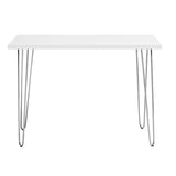 Walker Edison Mid-Century Hairpin-Leg Desk - White, MDF Top, Chrome Legs - 42x20x30 inches