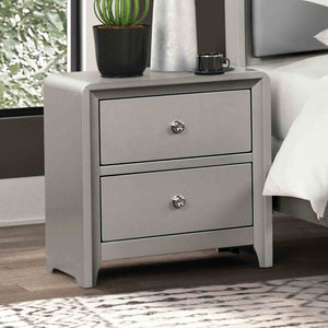 English Elm Contemporary Glam Nightstand Glossy White Lacquer Chrome Legs Dovetail Drawer Bedroom B2741P435314