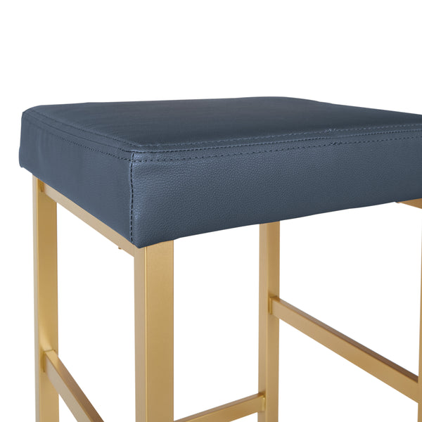 OSP Home Furnishings 26" Gold Backless Stool Blue