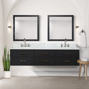 English Elm Black Double Bath Vanity With Carrara Marble Top & Faucet Set – Elegant, Spacious Design For Luxury B2731P258099