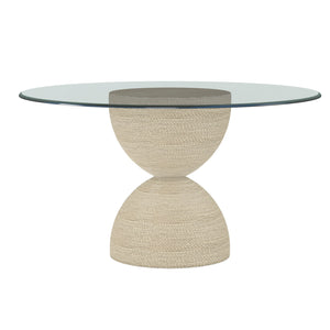 A.R.T. Furniture Cotiere 48" Round Dining Table – Contemporary Design With Glass Top & Unique Danish Cord Base Finish Beige Resin,Glass 299225-000148