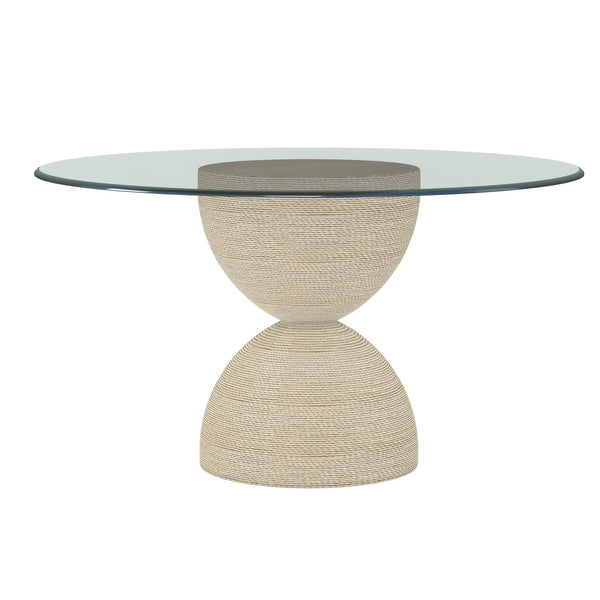A.R.T. Furniture Cotiere 48" Round Dining Table – Contemporary Design With Glass Top & Unique Danish Cord Base Finish Beige Resin,Glass 299225-000148