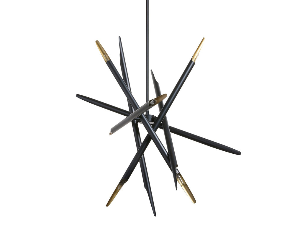 Sunpan SERWIN Mid-Century Modern Chandelier - Bold Black & Gold Design for Dining Rooms & Entryways 107931
