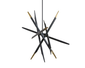 Sunpan SERWIN Mid-Century Modern Chandelier - Bold Black & Gold Design for Dining Rooms & Entryways 107931