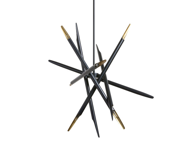 Sunpan SERWIN Mid-Century Modern Chandelier - Bold Black & Gold Design for Dining Rooms & Entryways 107931