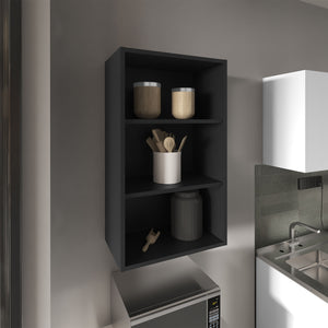 English Elm Wall Engineered Wood Cabinet with Single Door and Two Shelves for Kitchen Storage, Modern Durable Design Black 38.58 L x 25.98 W x 3.54 H B097P250922