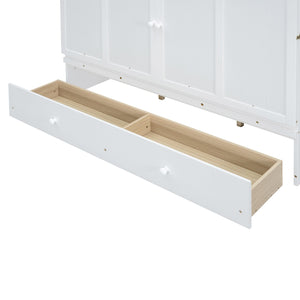 English Elm Queen Murphy Wall Bed with Pull Out Drawer and Built in Usb Charging Cabinet White N708P205905K