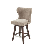 Madison Park Hancock Transitional High Wingback Button Tufted Upholstered 27" Swivel Counter Stool with Nailhead Accent MP104-0391 Camel/Brown