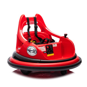 English Elm 12v Kids Ride on Bumper Car with 360 Spin Led Lights Bluetooth and Parental Remote Red W1578P198506