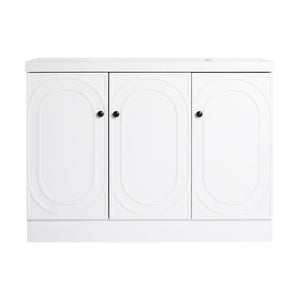English Elm 48" Freestanding Bathroom Vanity with Thick Resin Sink, Soft-Close Doors, Adjustable Shelves, Durable Finish White W999S00275