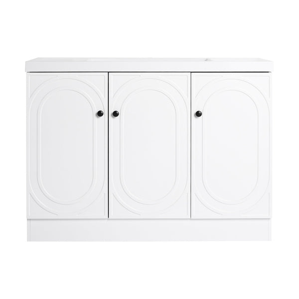 English Elm 48" Freestanding Bathroom Vanity with Thick Resin Sink, Soft-Close Doors, Adjustable Shelves, Durable Finish White W999S00275