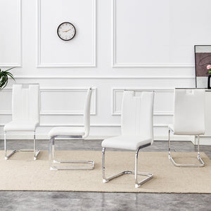 English Elm Set of 2 Gloss Pu Bow-back Dining Chairs with Ergonomic Curved Support for Modern Lofts White W1512P491841