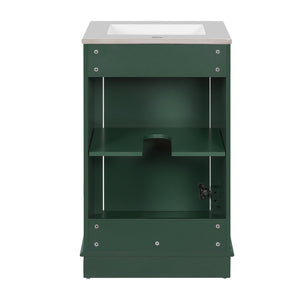 English Elm 20-inch Bathroom Vanity with Ceramic Sink, Modern Freestanding Single Vanity with Soft-Close Doors and Adjustable Shelf for Ample Organized Storage Green N710P317678F