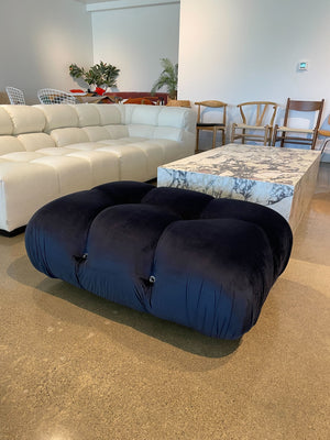 English Elm Bubble Midnight Blue Velvet Sofa Ottoman with Layered Foam Comfort, Solid Wood Legs & Carabiners B353P348944