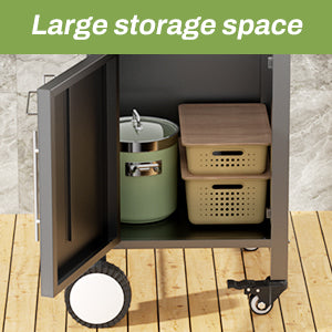English Elm Outdoor Rolling Bbq Grill Station with Stainless Steel Top Cabinet and Tool Storage W3190P271486