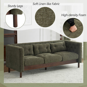 English Elm Christopher Knight Home® - 78" Upholstered Sofa with Tufted Linen-Like Fabric, Deep 19" Seat, Sturdy Rubber Wood Legs, 900lb Capacity Dark Green N763P243921F