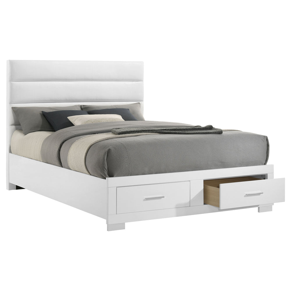 English Elm Dulcey Faux Leather Tufted Queen Platform Bed with Storage Drawers Gloss Finish B062S01505