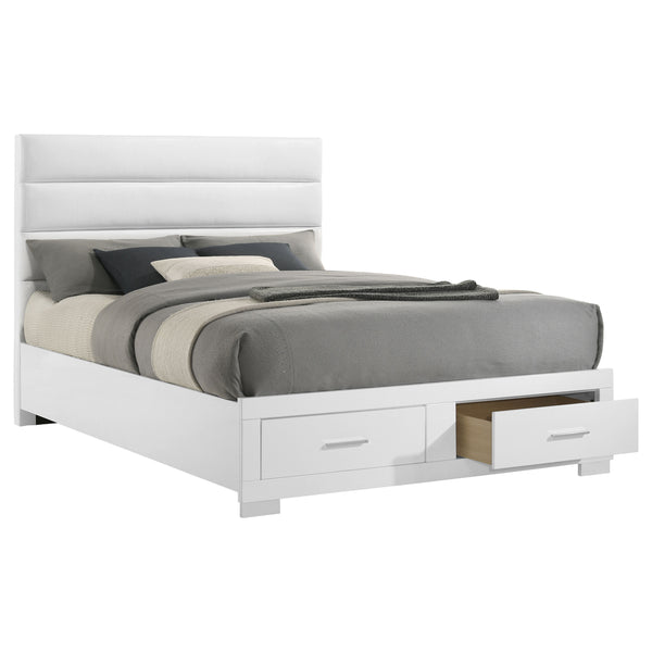 English Elm Dulcey Faux Leather Tufted Queen Platform Bed with Storage Drawers Gloss Finish B062S01505