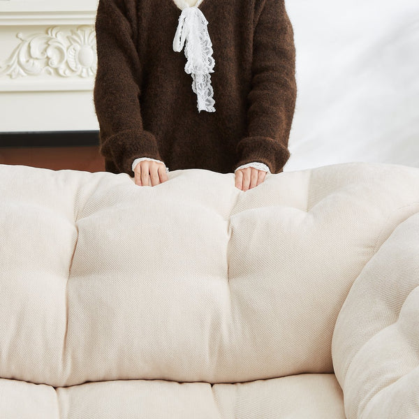 English Elm 99.2" Chenille Modern Deep Seat Sofa with Cloud-Like Cushioning, Zippered Arm Pads & Solid Wood Frame Beige W1193S00152