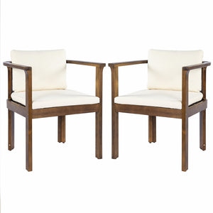 English Elm Outdoor Acacia Wood Dining Chairs Set of 2 with Cushions and Curved Arms Brown,Cream N768P372905B