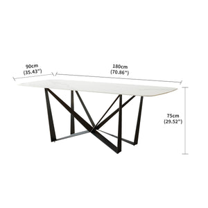 English Elm Carbon Steel Rectangular Dining Table with Stone Top for Contemporary Interiors W1002S00006