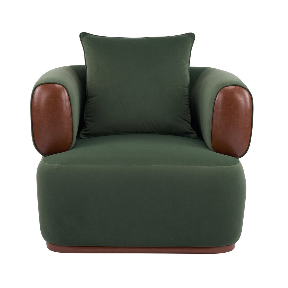 English Elm Bblythe Velvet Accent Chair Wrap Around Backrest Solid Wood Frame Cozy Reading Nook Sage N776P418607S