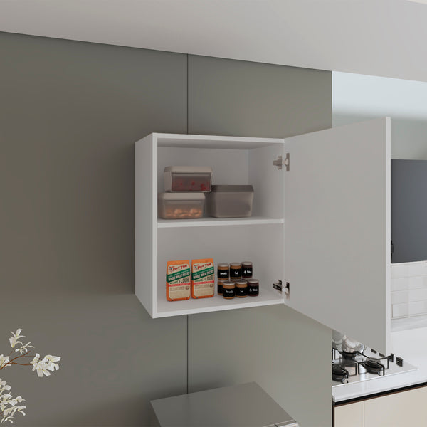 English Elm Manchester Compact 20" Wall Cabinet with One Door and Two Shelves — Space-Saving Storage, Sleek Finish White 26 L x 21 W x 4 H B070P234338