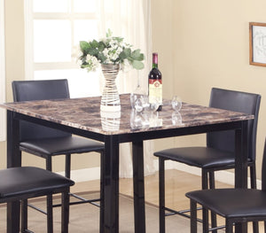 English Elm 5 Piece Citico Counter Height Metal Dinette Set With Laminated Faux Marble Top, Black