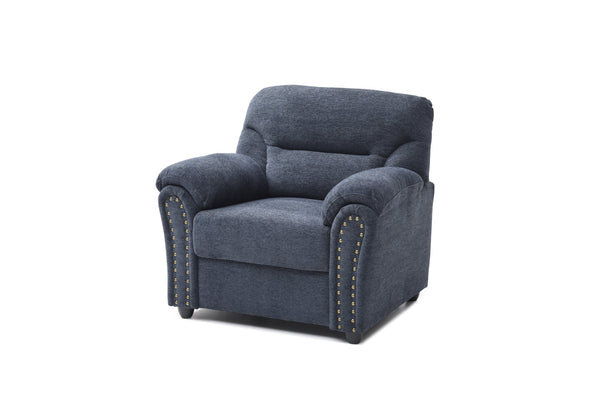 English Elm Hamilton Chair with Nailhead Trim and Pillow-Top Arms, Plush Chenille Seat and Removable Backrest Blue 33 L x 40 W x 23 H B078P349530