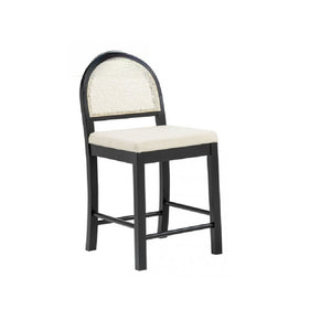 English Elm Upholstered Counter Stools Set of Two with Woven Rattan Back for Kitchen Island Black B011P474547