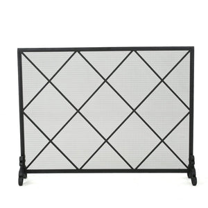 English Elm Christopher Knight Home® - FIRE Iron Single-Panel Fireplace Screen with Diamond Mesh Design, Ember Protection, Multiple Finishes 61126.00BLK