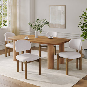 English Elm Christopher Knight Home® - Beige Mid-Century Dining Chairs Set Of 4 - Stylish Walnut Frame, Ergonomic Comfort, Versatile Design N768P341563W_4