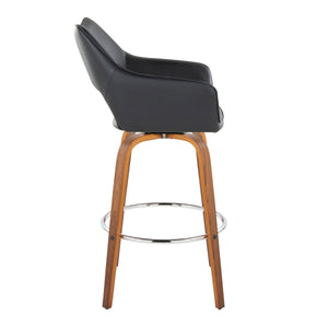 English Elm Fixed-height Swivel Barstools Mid-century Walnut Bentwood Frame Grey Upholstered Set B202S01929