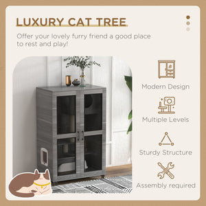 English Elm Pawhut Indoor Cat Enclosure Catio Villa with Scratching Posts Oak Furniture Style W2225P229157