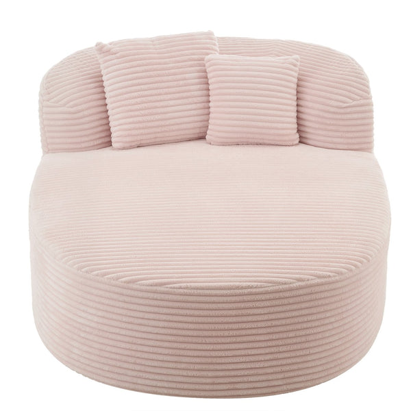 English Elm Swivel Barrel Accent Chair Chenille Tufted Round Club Seat for Living Room Lounge Pink N719S002370P