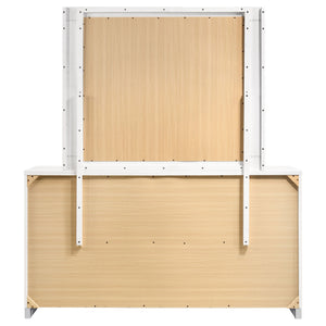 English Elm Dulcey High Gloss White Lacquer 6 Drawer Dresser with Coordinating Wall Mirror B062S01728