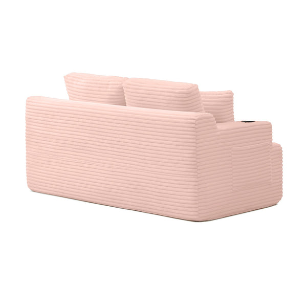 English Elm 66.5''boneless Floor Sofa Corduroy Two Seater with Cup Holders and Pockets for Apartments Pink W1117P427678