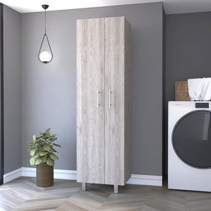 English Elm Norway Multicolor Broom Closet Pantry Wardrobe - 71.3" Tall, Five Shelves, Double Doors, Sturdy Legs B128S00106